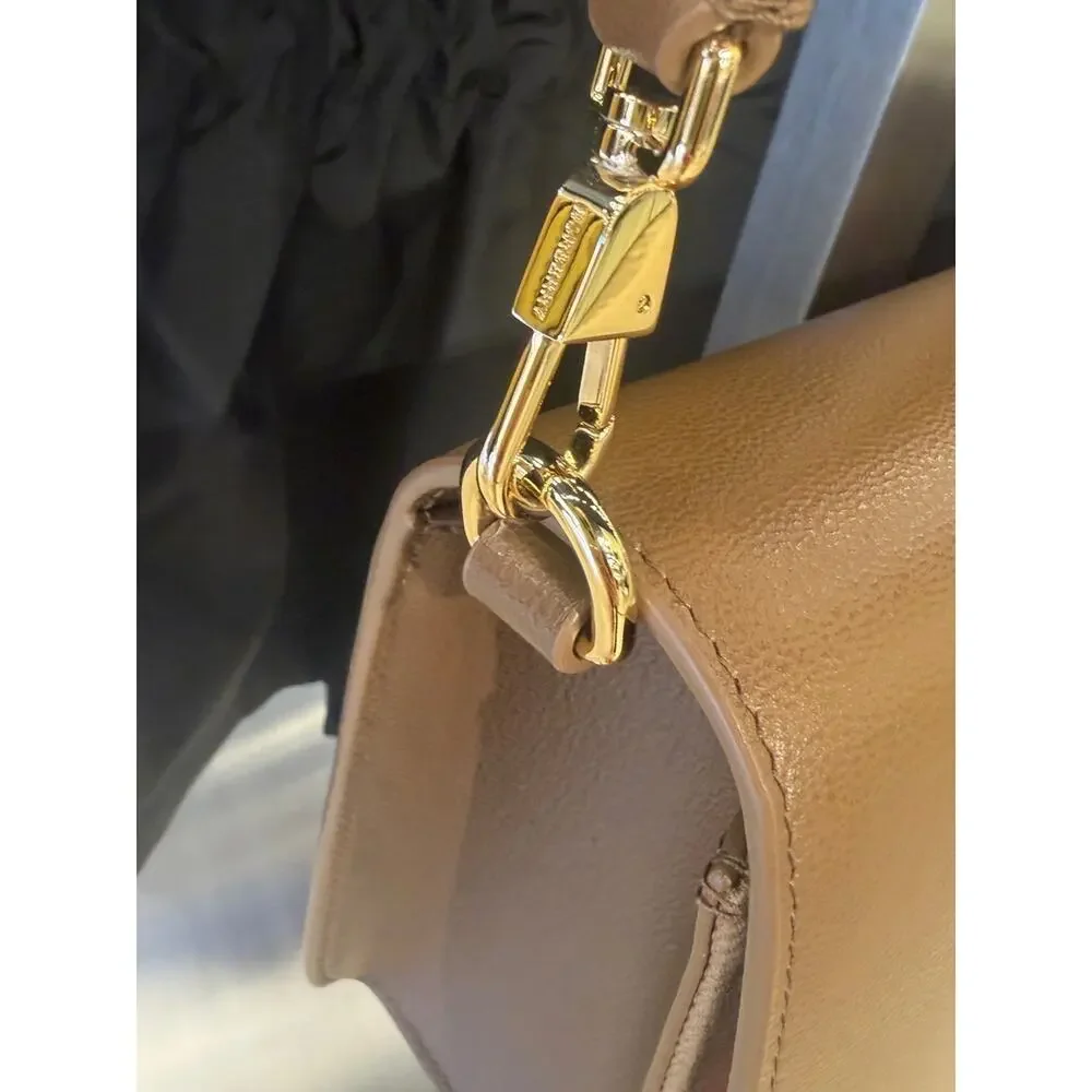 Burberry Brown Leather Messenger Bag with Vintage Check Strap